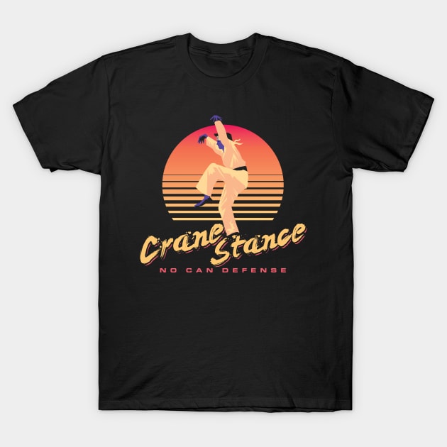 Karate Kid Crane Stance Crane Kick Synthwave T-Shirt by Natural 20 Shirts